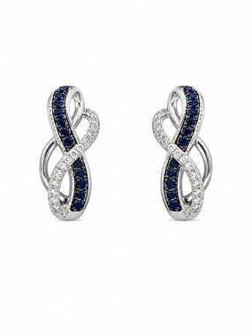 Natural Blue Diamond Earrings on Rhodium Over Brass - NEW $199 MSRP